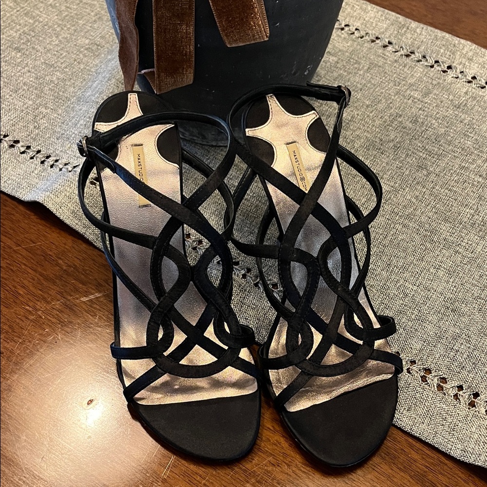 Max Studio Black Strappy Heels